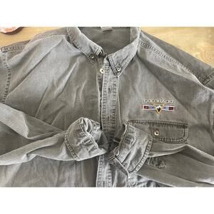 VTG Oversized Embroidered Green Corduroy Colorado Button Up Mens XL